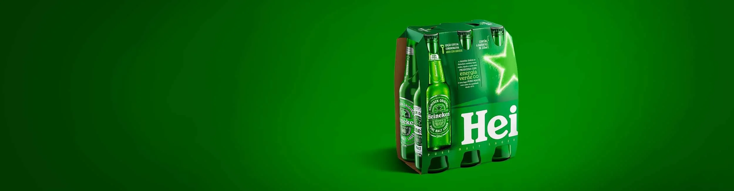 Fardo de garrafas Heineken edição especial energia verde