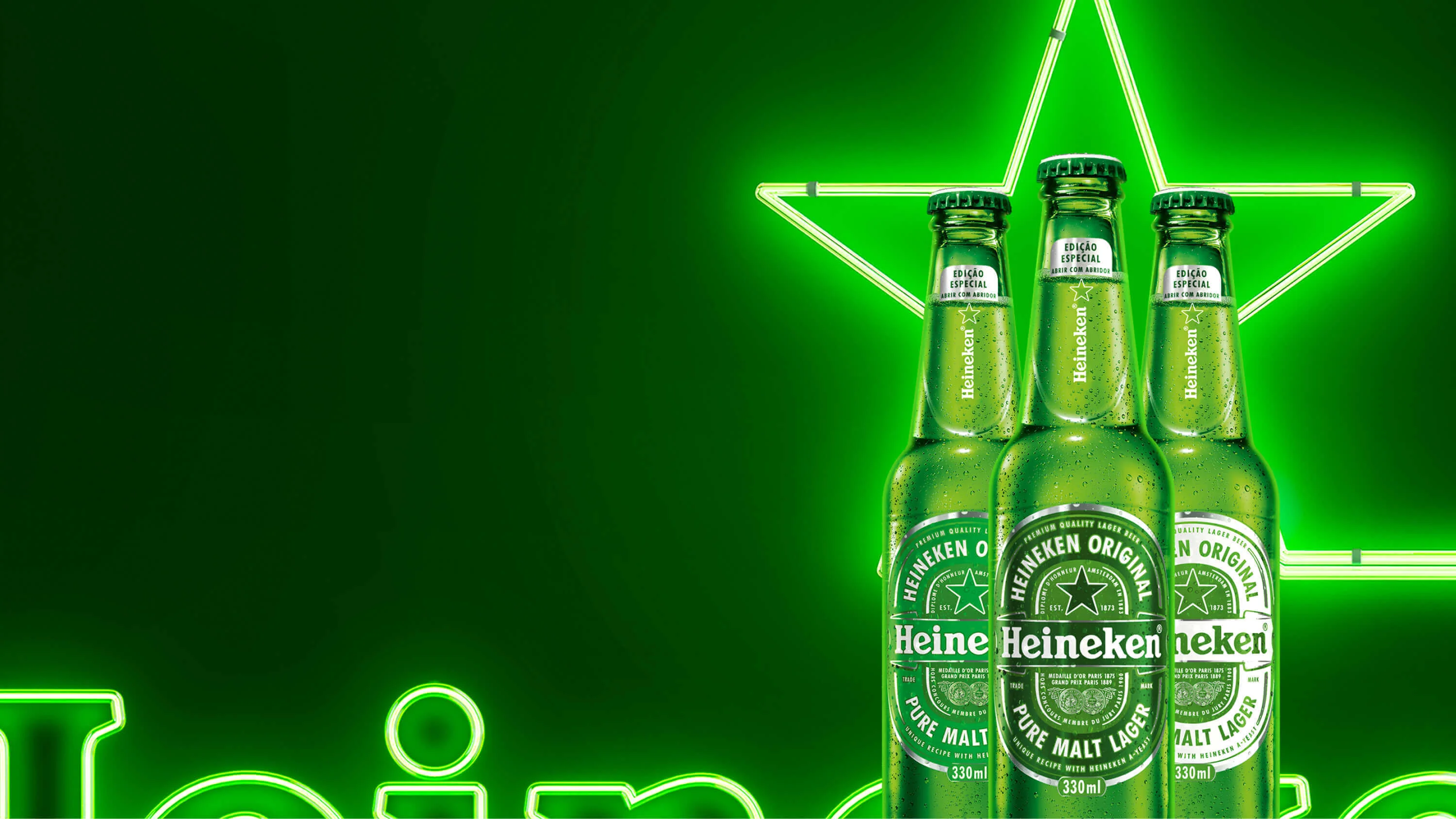 Garrafas Heineken edição especial energia verde